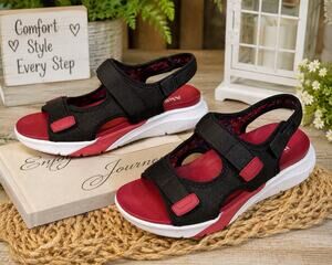 Alegria Sandie Sport Sandals Women EU 37 US 7 Black Red ReBounce Comfort